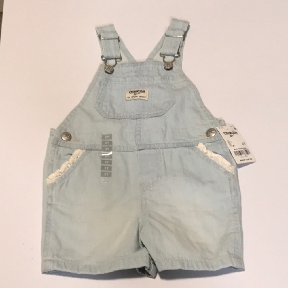 NWT girls light denim Osh Kosh overall shorts - 2T